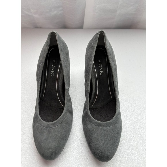 Vionic Gray Suede Wedge Heel Comfortable Everyday Shoes US 6 - Picture 2 of 6